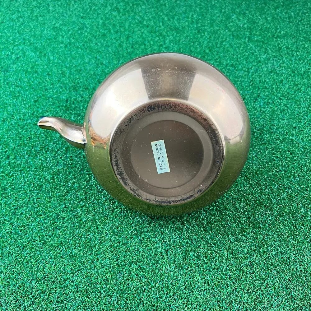 Vintage 1984 Copper Tea Kettle with a Wooden Handle Made in Taiwan